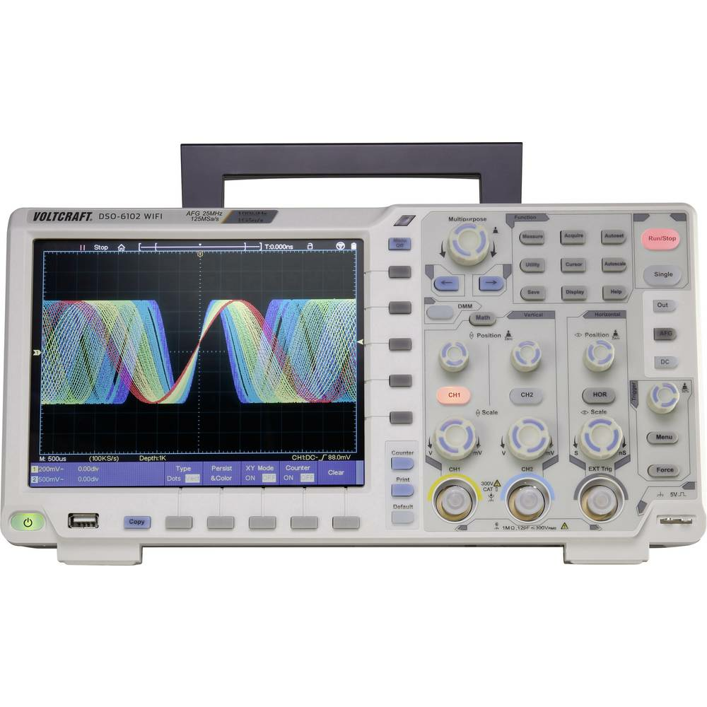 Voltcraft Digital OszilloskopDSO-6102 WIFI 100 MHz 2-Kanal Funktionsgenerator