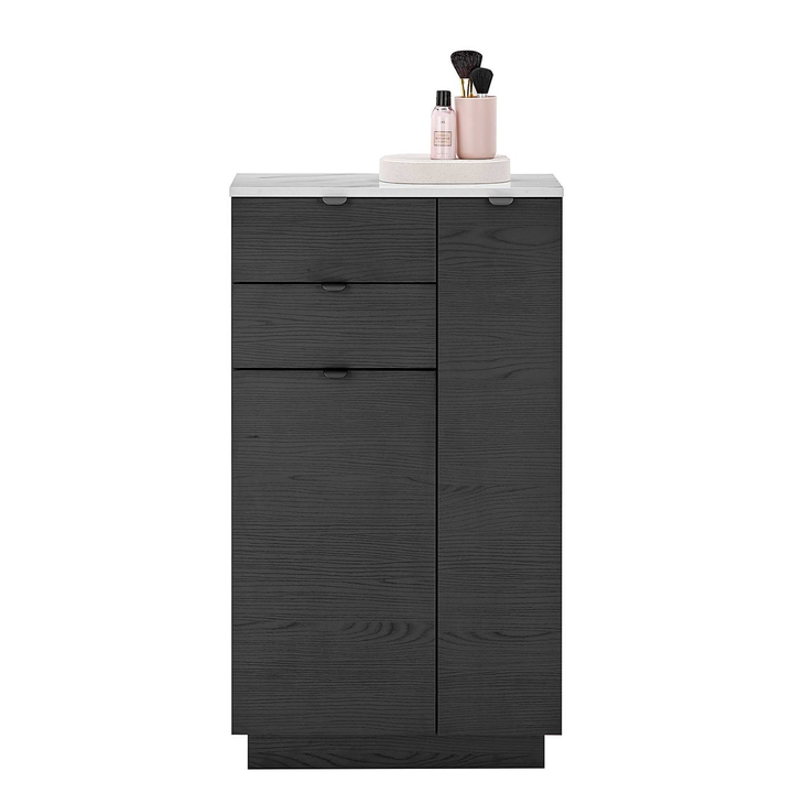 Casa Midischrank NEWARK Kommode Sideboard Schwarz Struktur Marmor Hell Dekor