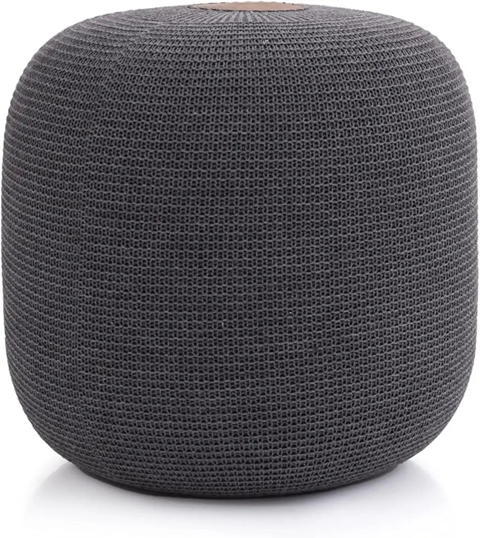 B-Ware Gozos Pouf Hocker Sitzhocker Sitzsack Boho Strick Baumwolle Anthrazit ø 40 Cm