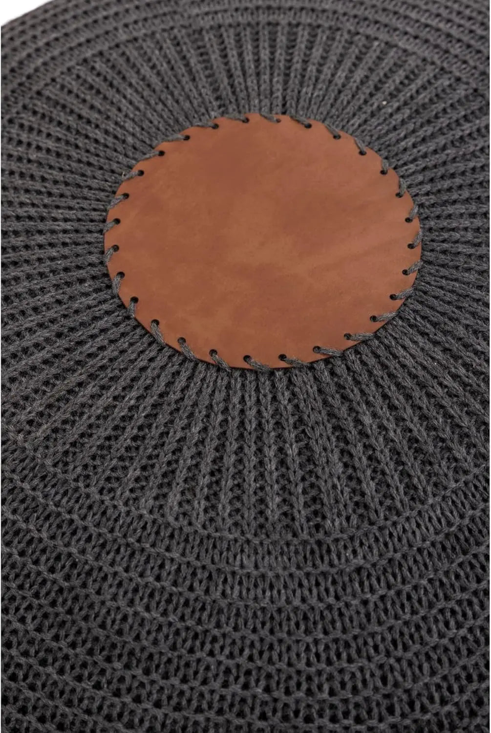 B-Ware Gozos Pouf Hocker Sitzhocker Sitzsack Boho Strick Baumwolle Anthrazit ø 40 Cm