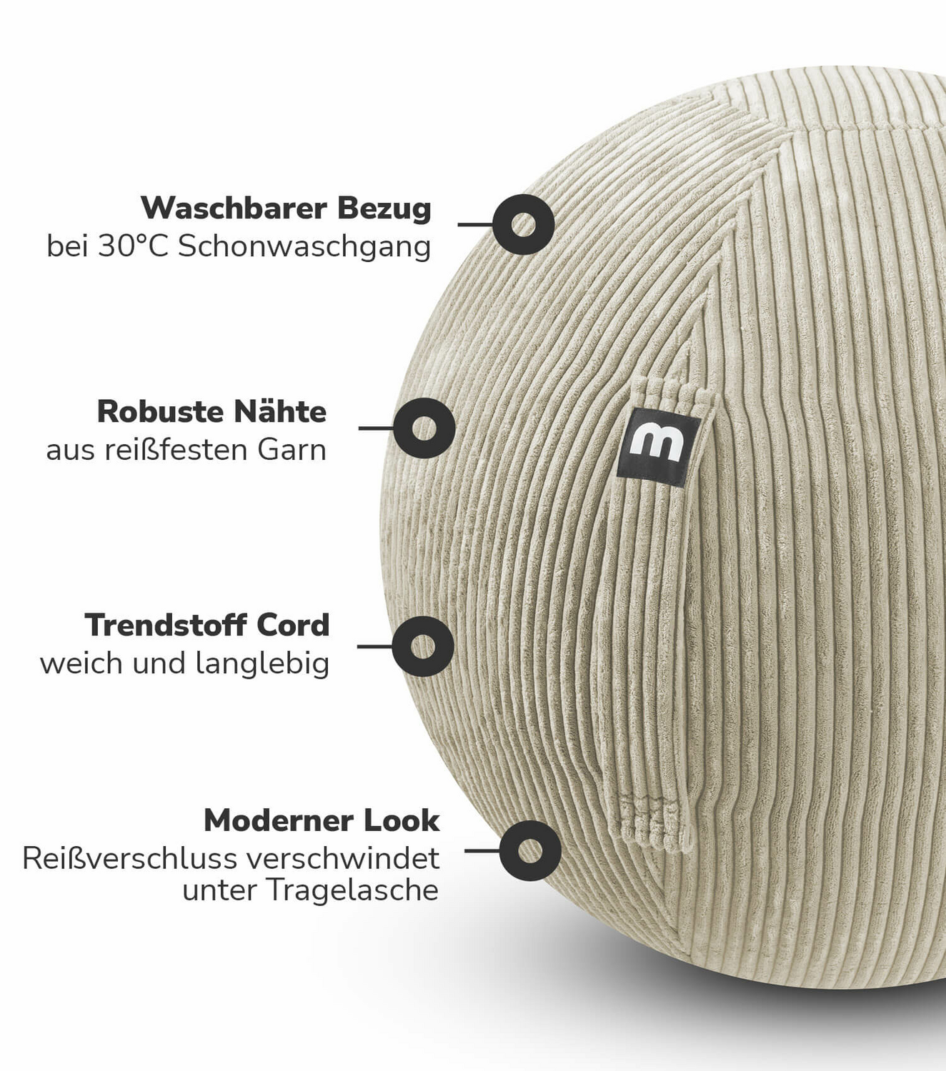 B-Ware Mokebo Sitzball Hocker Pezziball Büro Alternative Gymnastikball Stoff Bezug