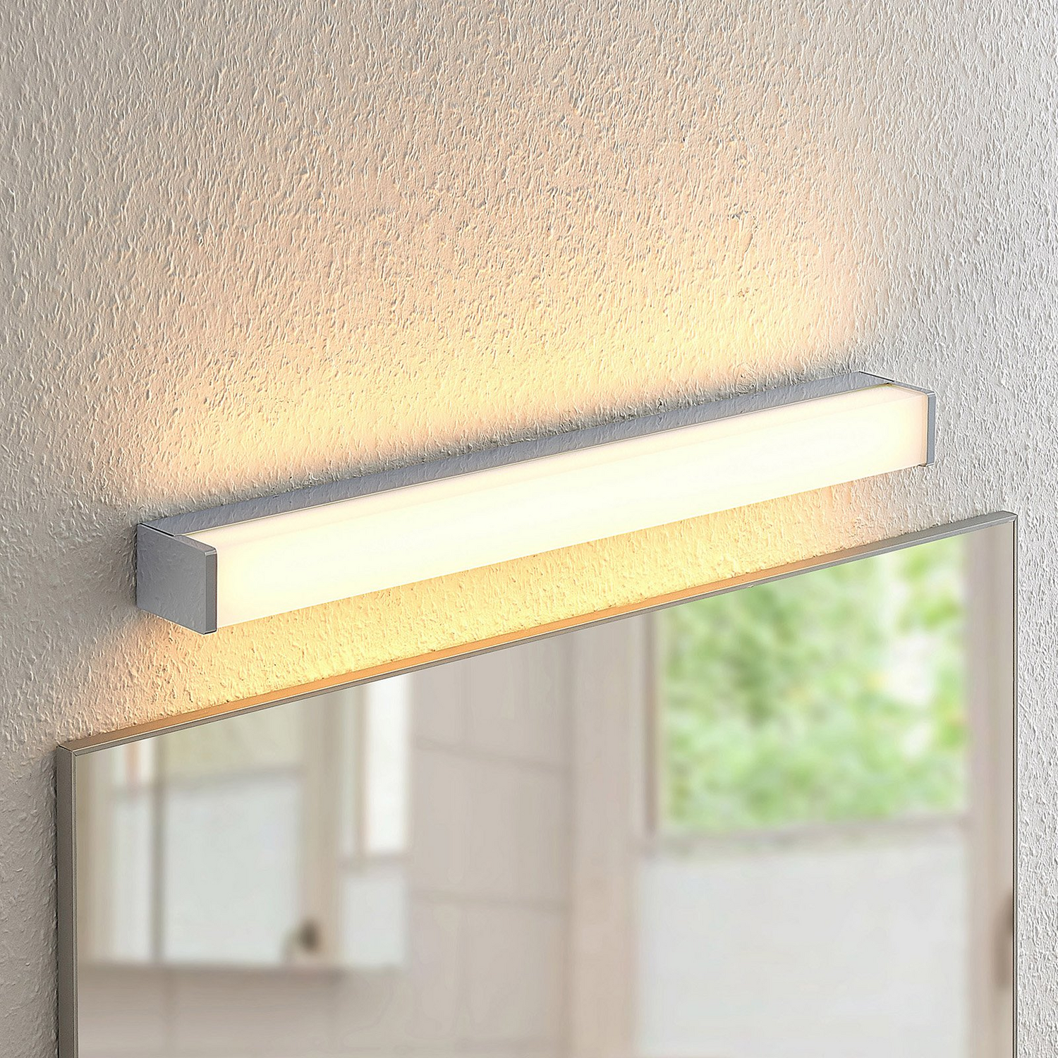 B-Ware Lindby Klea Led Badezimmerleuchte 60 Cm Weiß Chrom Spiegelleuchte Badlampe La233