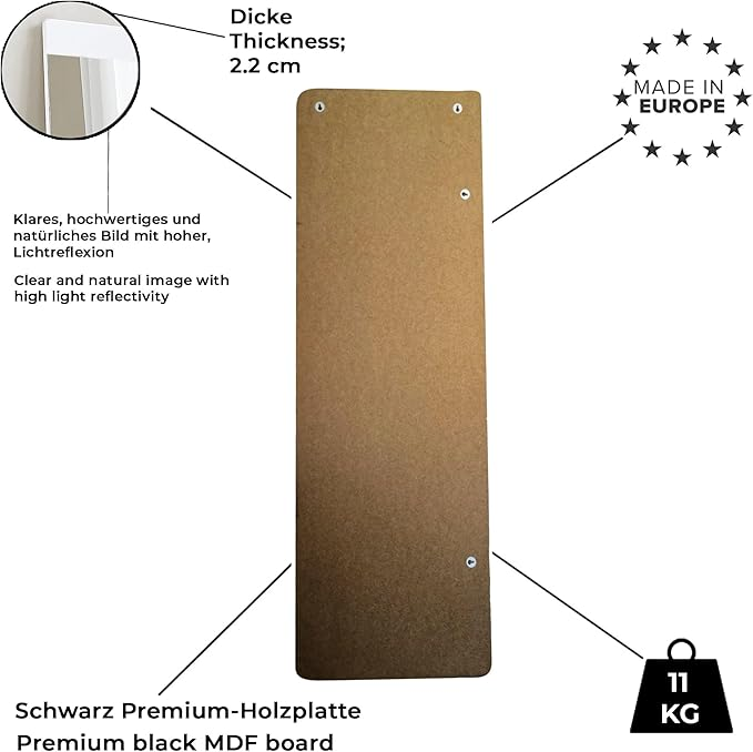 Gozos Spiegel Wandspiegel Hauptspiegel Weiß Vertikal Horizontal 120x40cm B-Ware - 7874165469872