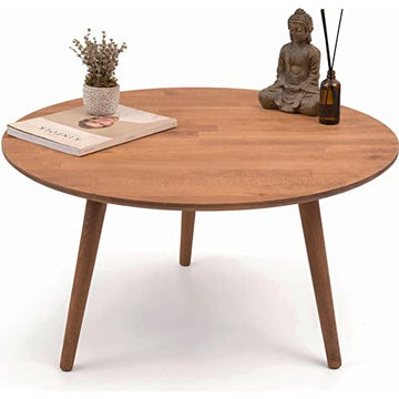 Gozos Beistelltisch Wohnzimmertisch Massivholz Rund 80 Cm Tisch Beistelltisch   B-Ware