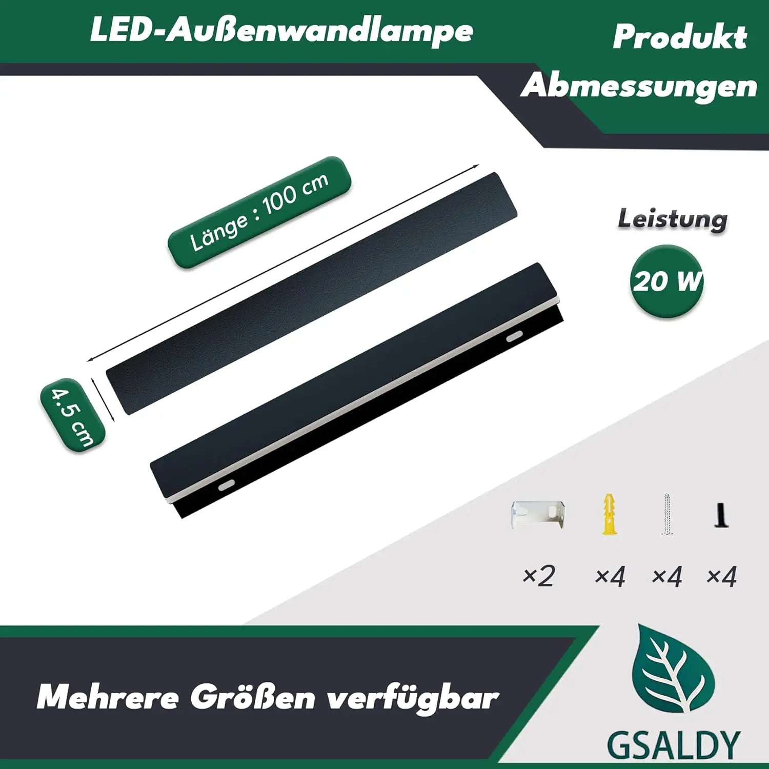 B-Ware Gsaldy Wandleuchte Wandlampe Außenleuchte Led Schwarz Metall 100 Cm Siehe Text - 788081217530