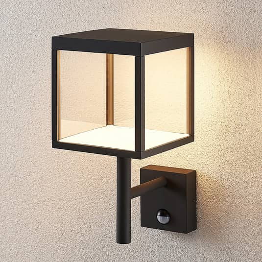 Lucande LED-Außenwandleuchte Cube Weglampe Leuchte Lampe 8W graphit, mit Sensor