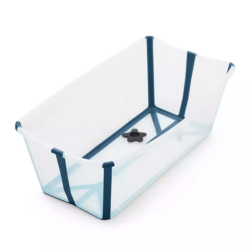 Stokke Flexi Bath Transparent Blue mit hitzeempfindlichem Stöpsel Badezubehör