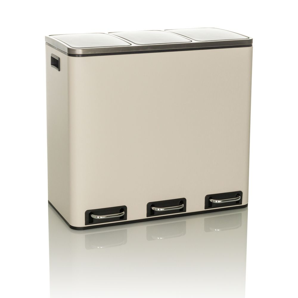 hjh OFFICE Abfallsammler Mülltrennsystem CLEAN IX 54L 3x18L Treteimer Müll beige
