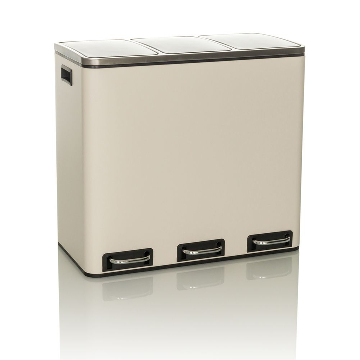 hjh OFFICE Abfallsammler Mülltrennsystem CLEAN IX 54L 3x18L Treteimer Müll beige