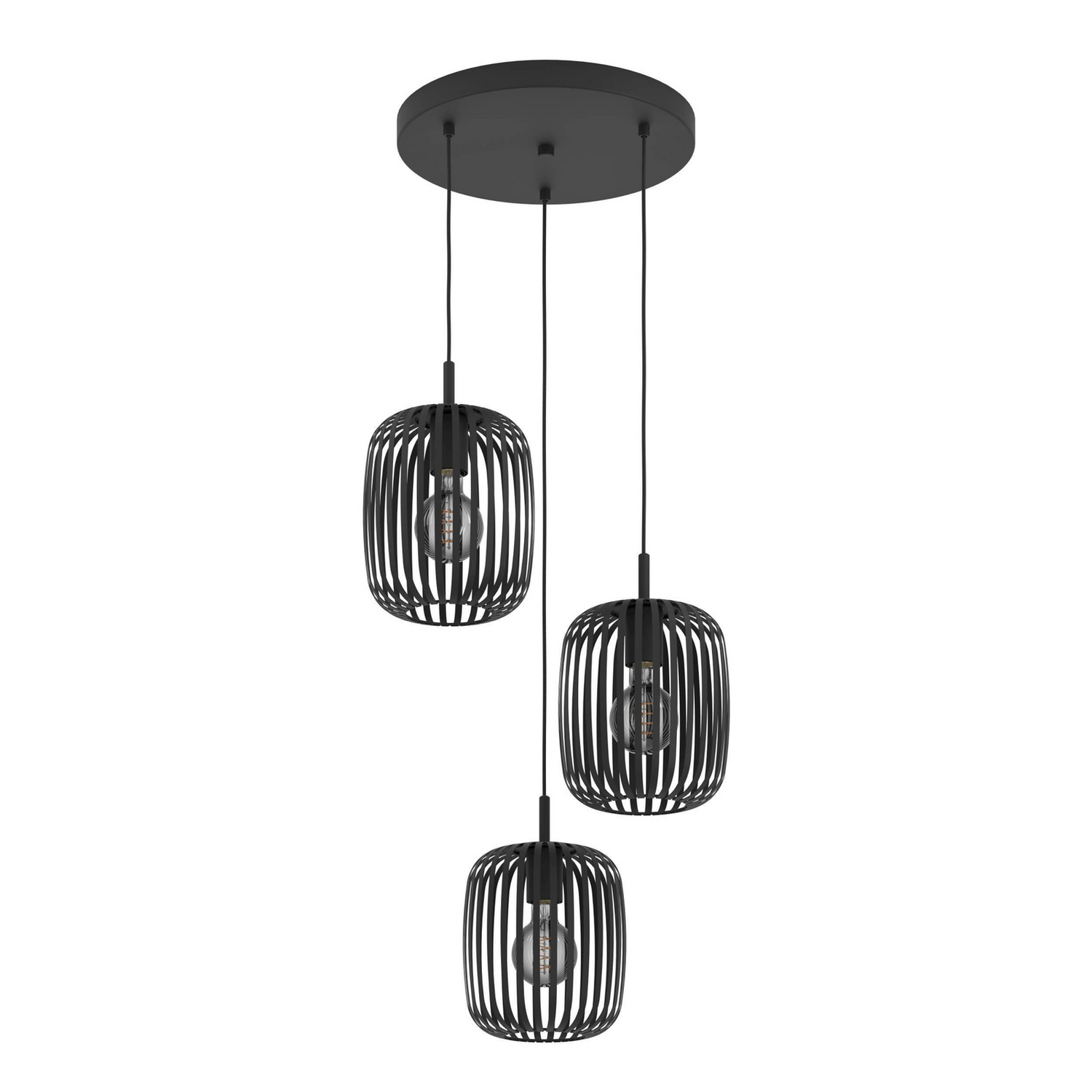 B-Ware Eglo Hängeleuchte Romazzina Hängelampe Deckenlampe ø 46 Cm Schwarz 3 Flg. Stahl