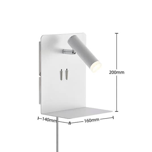 Lucande Zavi LED-Wandspot mit Ablage USB weiß Wandleuchte Wandleuchte Leselampe