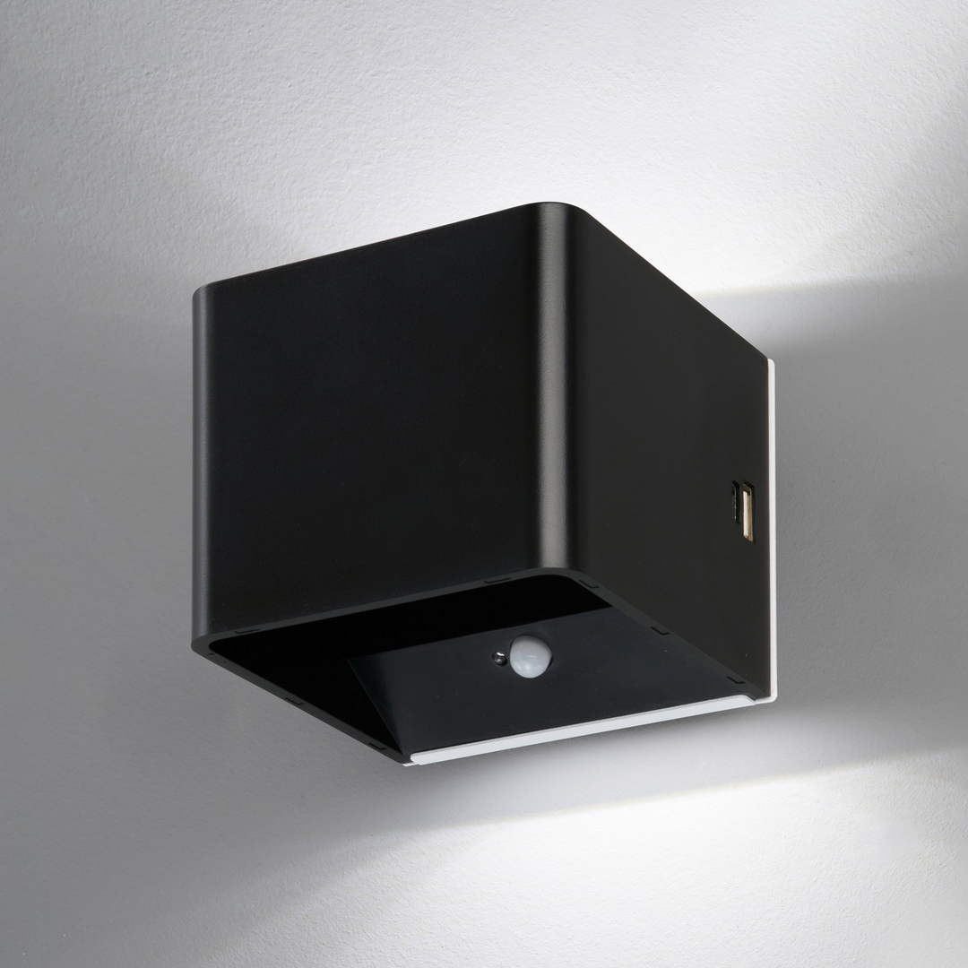 FH Lighting LED-Akku-Wandlampe Magnetics schwarz USB Bewegungsmelder Lampe Spot