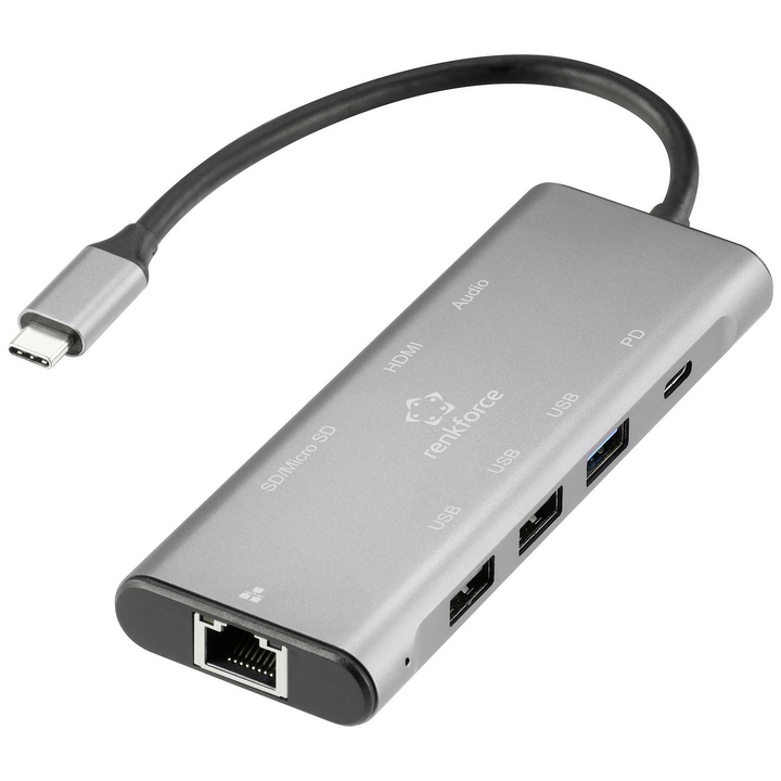 Renkforce USB-C Dockingstation Notebook Dockingstations Power Deliver HDMI SD