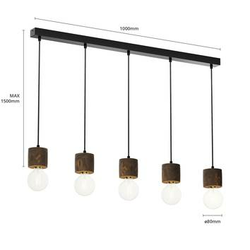 Envostar Terra Hängeleuchte Hängelampe Deckenlampe Leuchte LED Kiefer dunkel 5fl