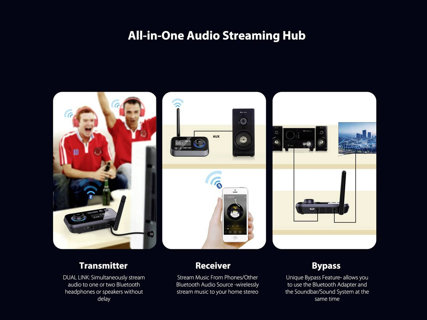 Émetteur-récepteur audio Bluetooth Omnitronic BDT 5.0, portée 30 m, produit d'occasion. 