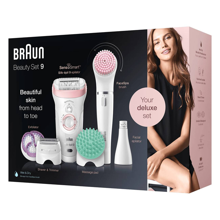 Braun Epilierer Silk-épil Deluxe Beauty-Set Epilierer Weiß Rosa