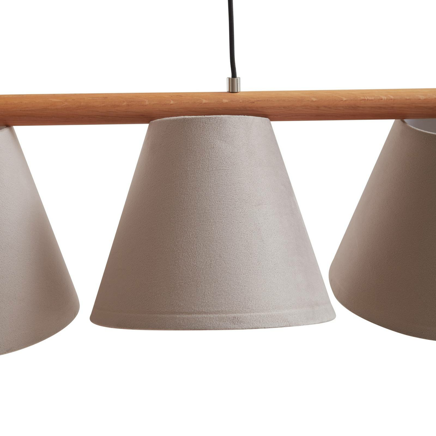 Lucande Jinda Hängeleuchte Hängelampe Deckenlampe Leuchte Lampe Holz Samt Grau B-Ware - 9628534