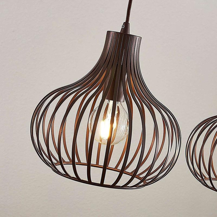 Lindby Frances Hängeleuchte Hängeleuchte Lampe Wohnzimmerlampe 3 Fl. E27 Braun B-Ware