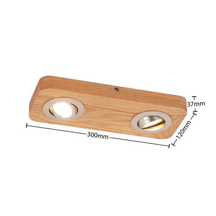 Lindby Mikari LED-Deckenlampe Deckenlampe Deckenstrahler Deckenlicht Holz 2-fl
