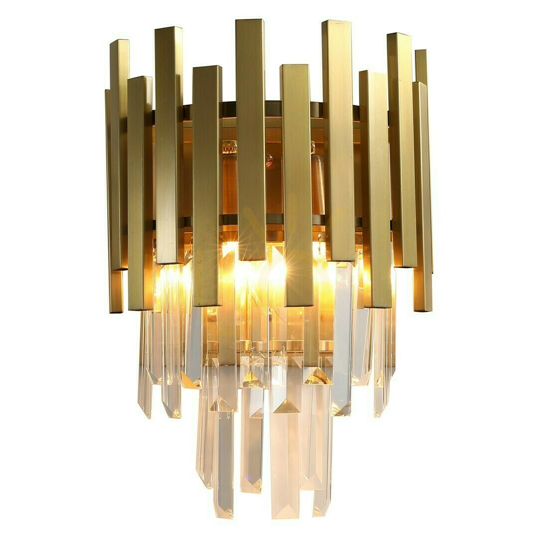 Milagro Kristall Wandleuchte Aspen Gold Wandlampe Licht Lampe Leuchte E14