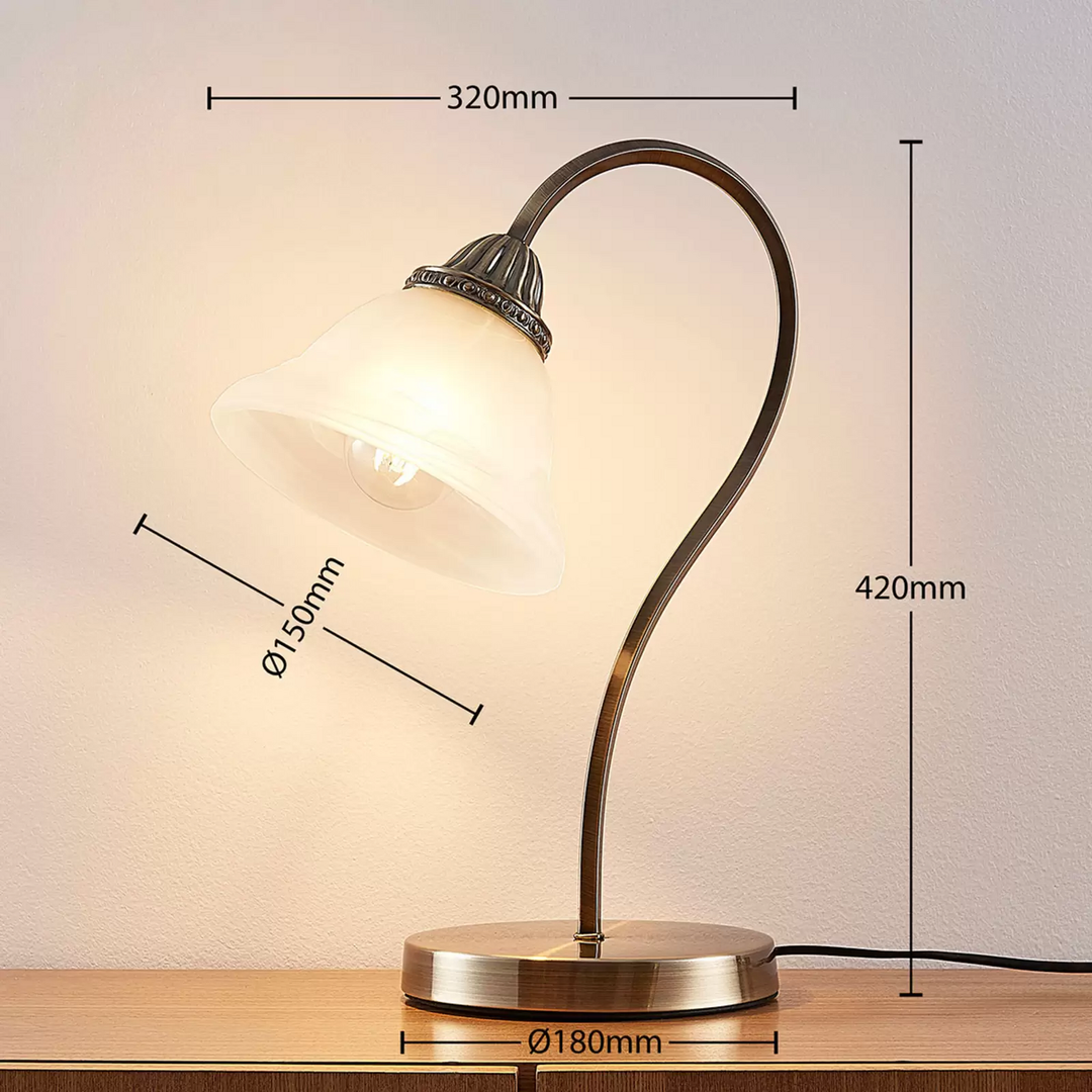 Lindby Tischlampe Mialina Schreibtischlampe Bürotischlampe Glasleuchte Lampe E27