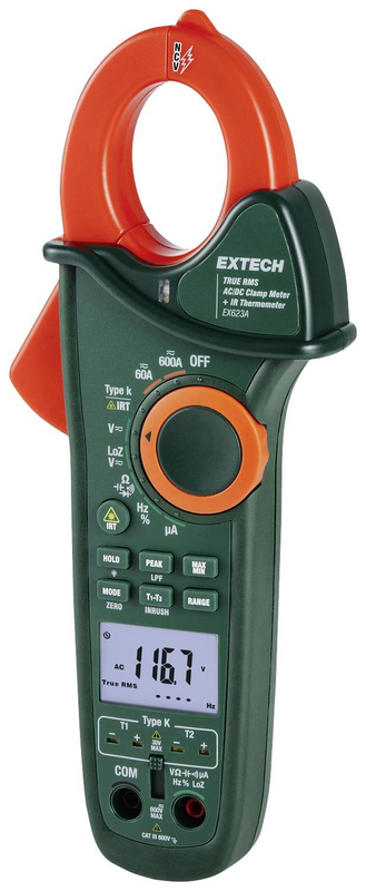 Extech Ex623 A Stromzange Digital Ir Thermometer Cat Iii 600 V Anzeige Counts 6000 B-Ware