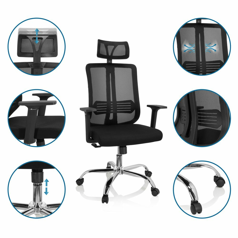 hjh OFFICE ZH 200 Chaise de bureau pivotante noire