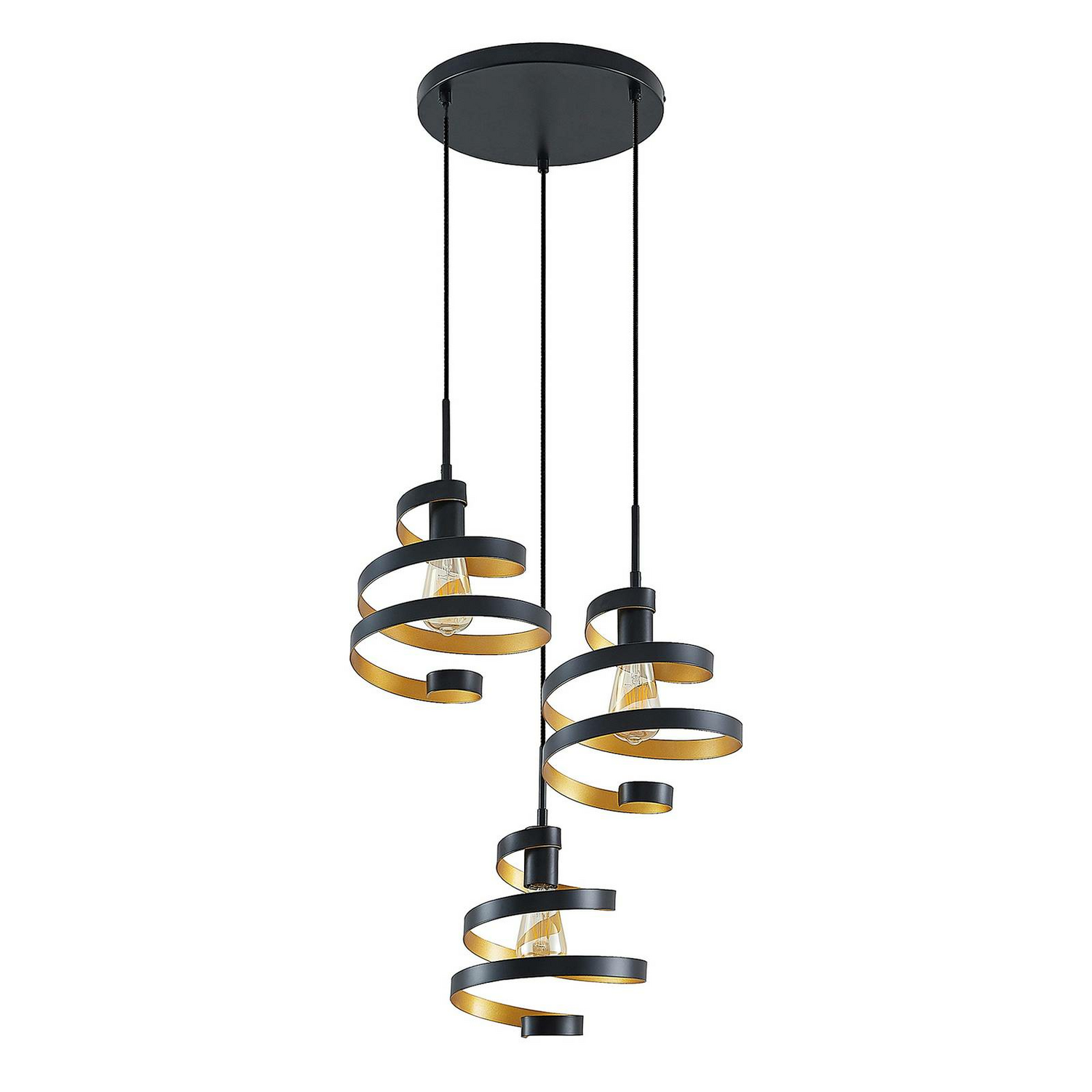 Lindby Colten Hängeleuchte Pendelleuchte Deckenlampe 3 Flammig E27 Schwarz Gold B-Ware - 4251911730944