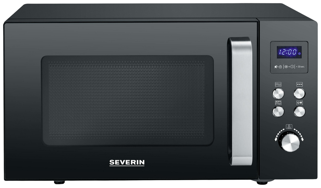 Severin MW Mikrowelle Schwarz Edelstahl 900 W Grillfunktion flacher Glasboden