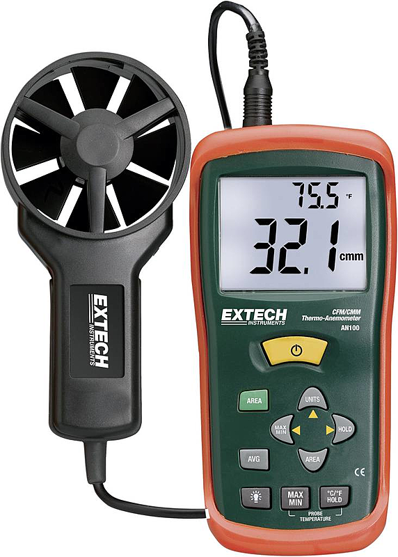 Extech AN100 Anemometer Messbereich 0.4 bis 30 m/s mit Luft-Volumenmessung