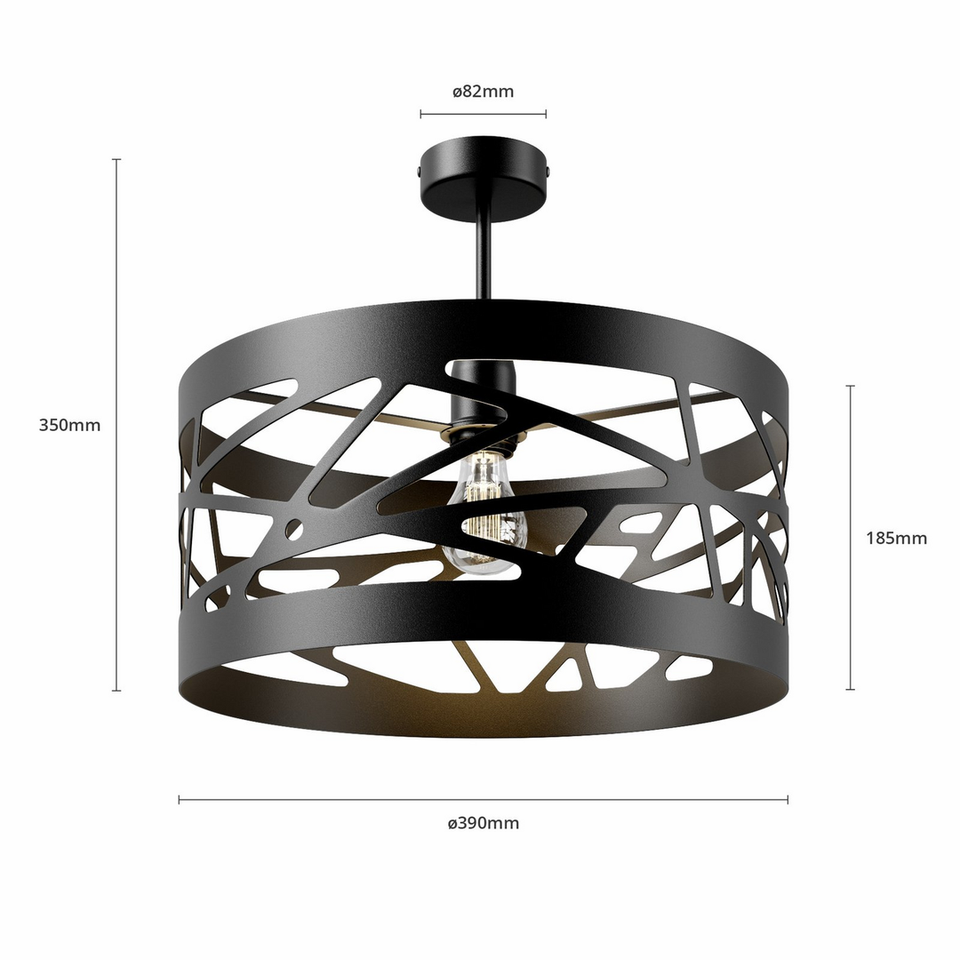 Euluna Deckenlampe Modul Deko Deckenlampe E27 Frez Musterschirm ø 39cm Schwarz B-Ware