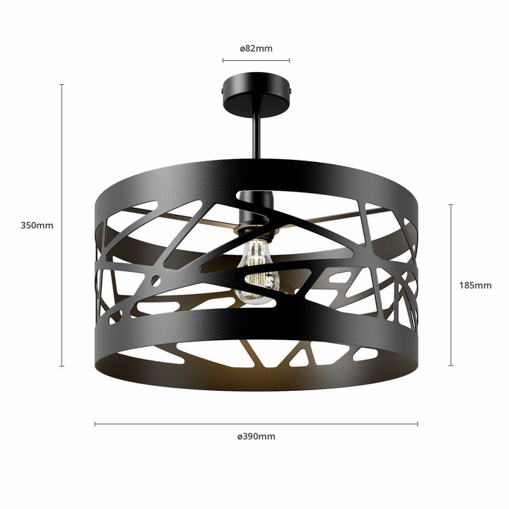 Euluna Deckenlampe Modul Deko Deckenlampe E27 Frez Musterschirm ø 39cm Schwarz B-Ware