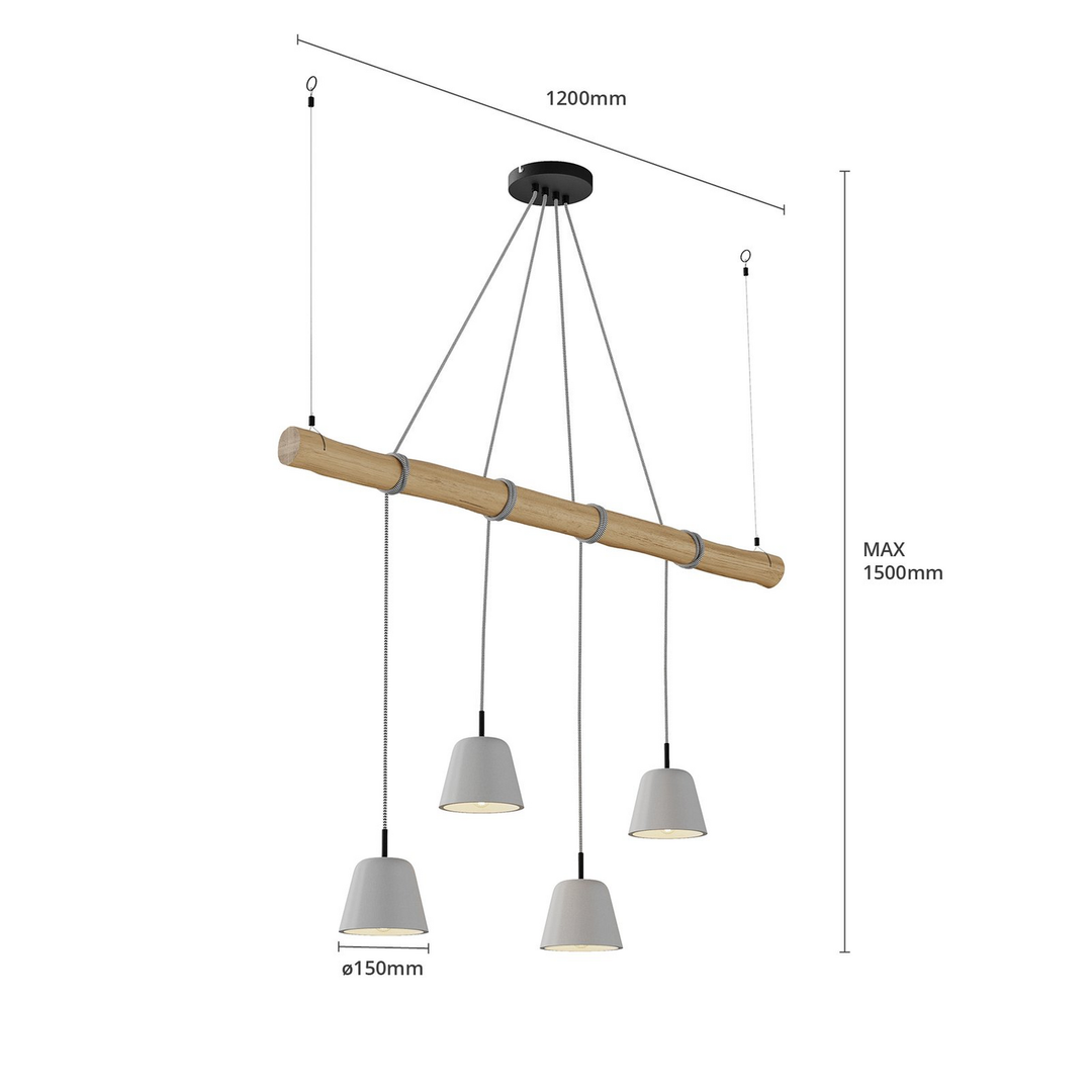 Lucande Asta Pendelleuchte Hängeleuchte Deckenlampe Lampe Leuchte Holz Grau 728 B-Ware - 4251096566321