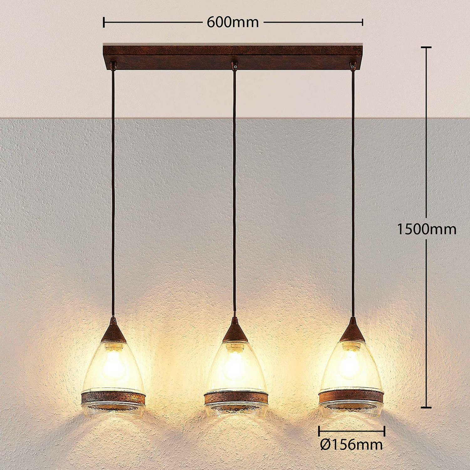 Lindby Glas Pendelleuchte Millina Pendellampe Lampe Leuchte 3 Flg. E27 Rostbr6 B-Ware - 4251096551570