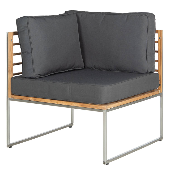 Butlers Loungeecke TEAKLINE Sessel Sofa Lounge Webstoff Teak massiv Anthrazit