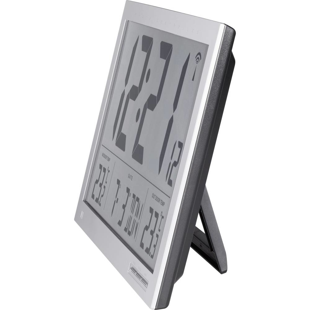 Horloge murale numérique radiocommandée Eurochron Efwu Jumbo 102 avec thermomètre, horloge de cuisine, produit de seconde main.