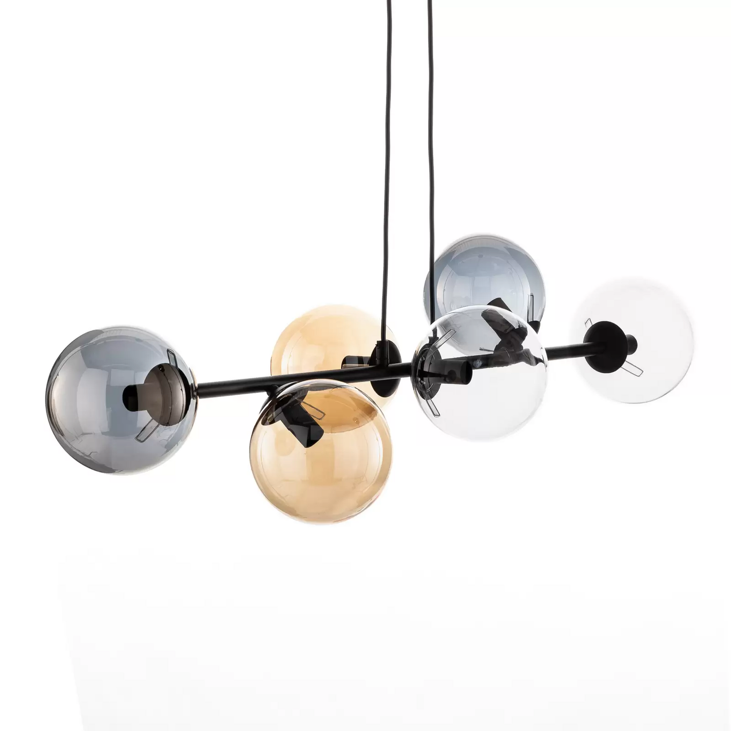 Hängeleuchte Glassy 6 Flg Grafit Amber Klar Glas 110 Cm Hängelampe Leuchte Lampe B-Ware - 5901738918917