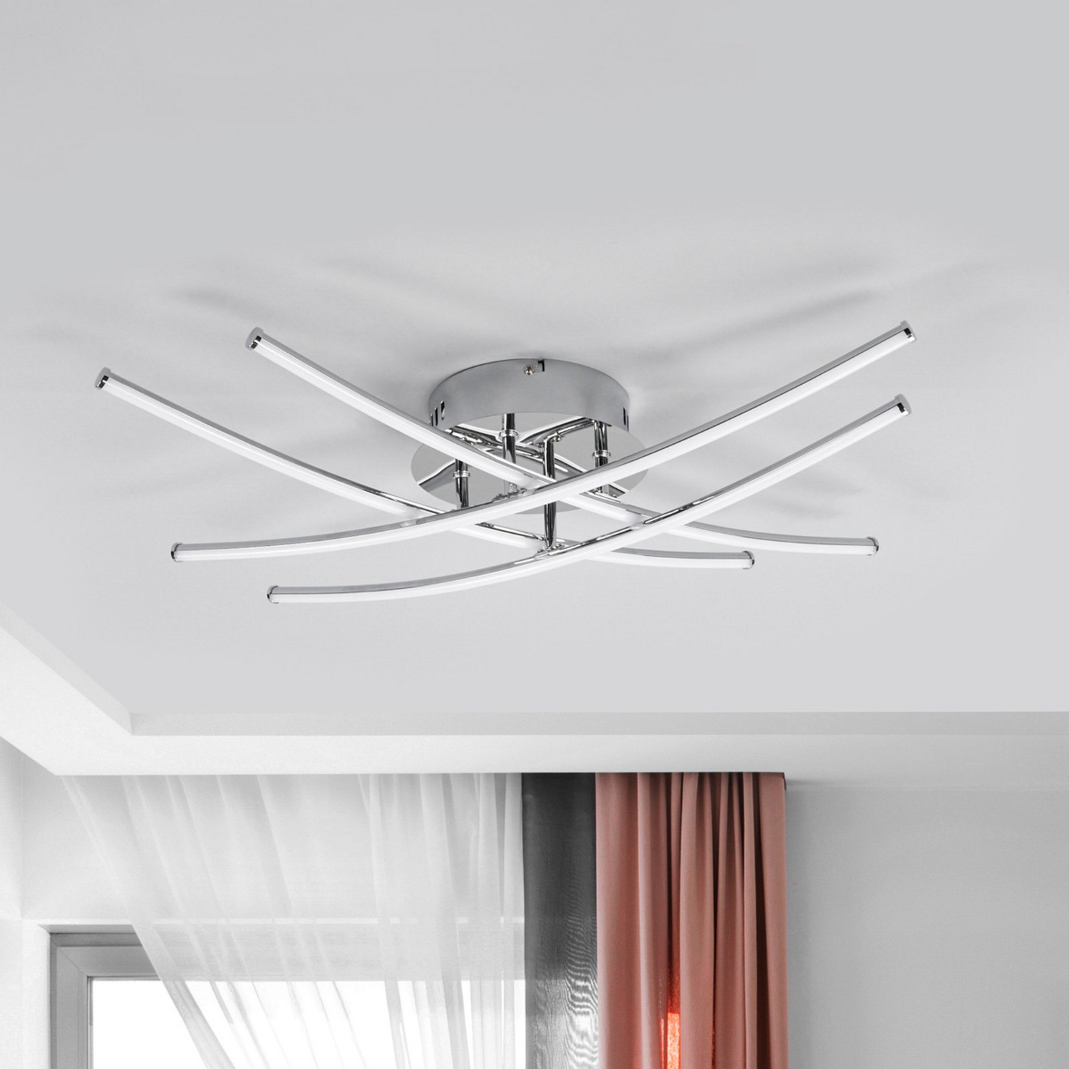Plafonnier LED Lindby de qualité B, lampe de salon Yael, plafonnier design décoratif