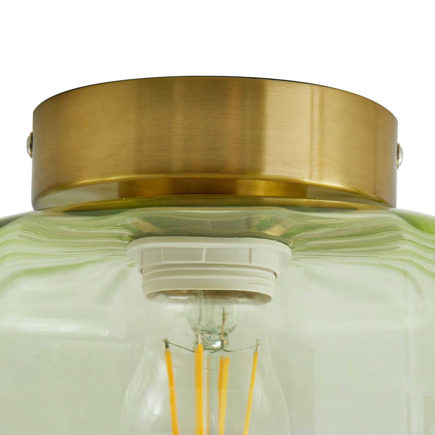 B-Ware Lindby Deckenleuchte Hildur Deckenlampe Deckenlicht Leuchte Led Grün Glas ø22 Cm