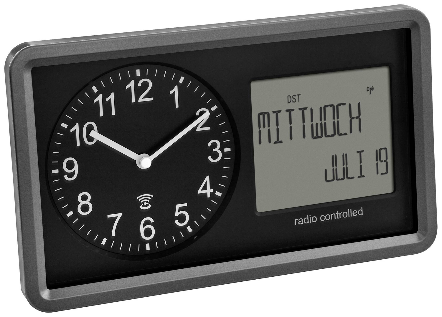 B-Ware Tfa Dostmann 60.3552.01 Funk Funkuhr 254 Mm X 44 Mm X 152 Mm Schwarz Uhr