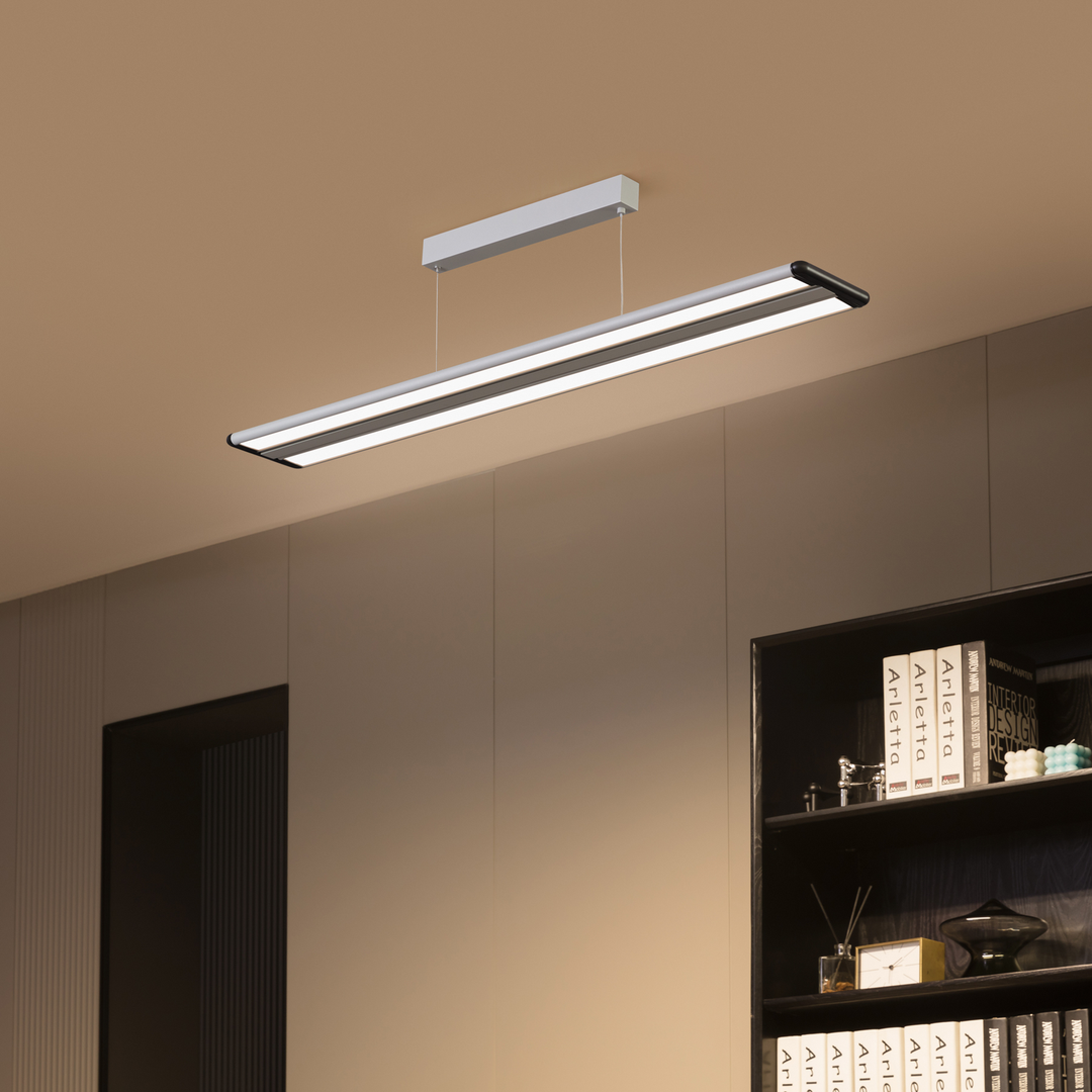 Prios LED-Hängeleuchte Zyair Leuchte silber Aluminium 5700lm dimmbar