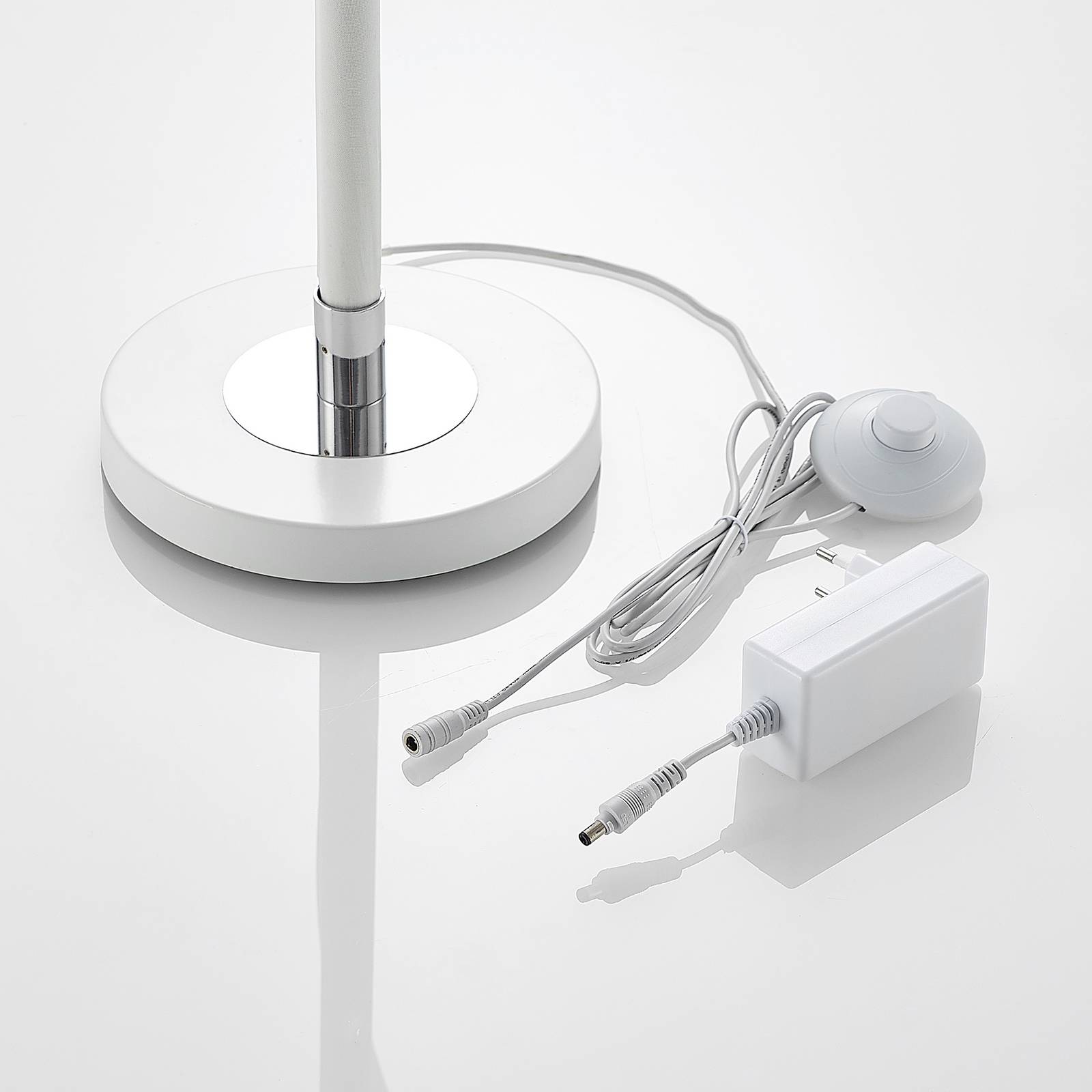 Lucande Stehlampe Stehleuchte Edano LED Textil weiß dimmbar Lampenschirm - 4251096584820