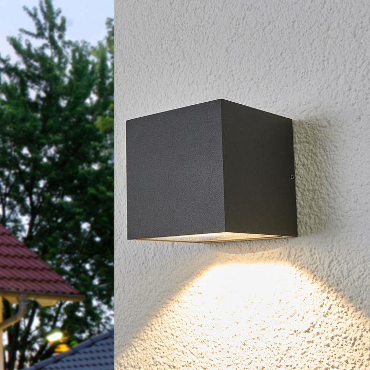 Lucande Merjem Led Außenwandleuchte Außenlampe Wandlampe Leuchte Led Dunkelgrau B-Ware