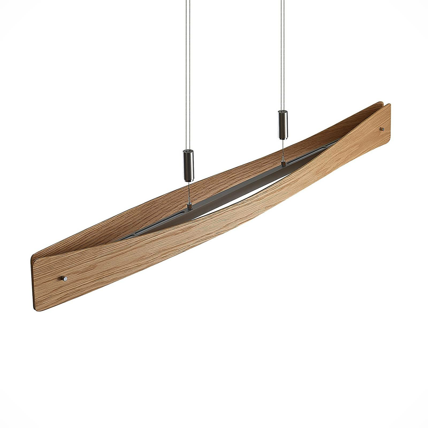 Suspension LED Lindby Beazina de qualité B, plafonnier, bois de chêne, LED 29 W19 