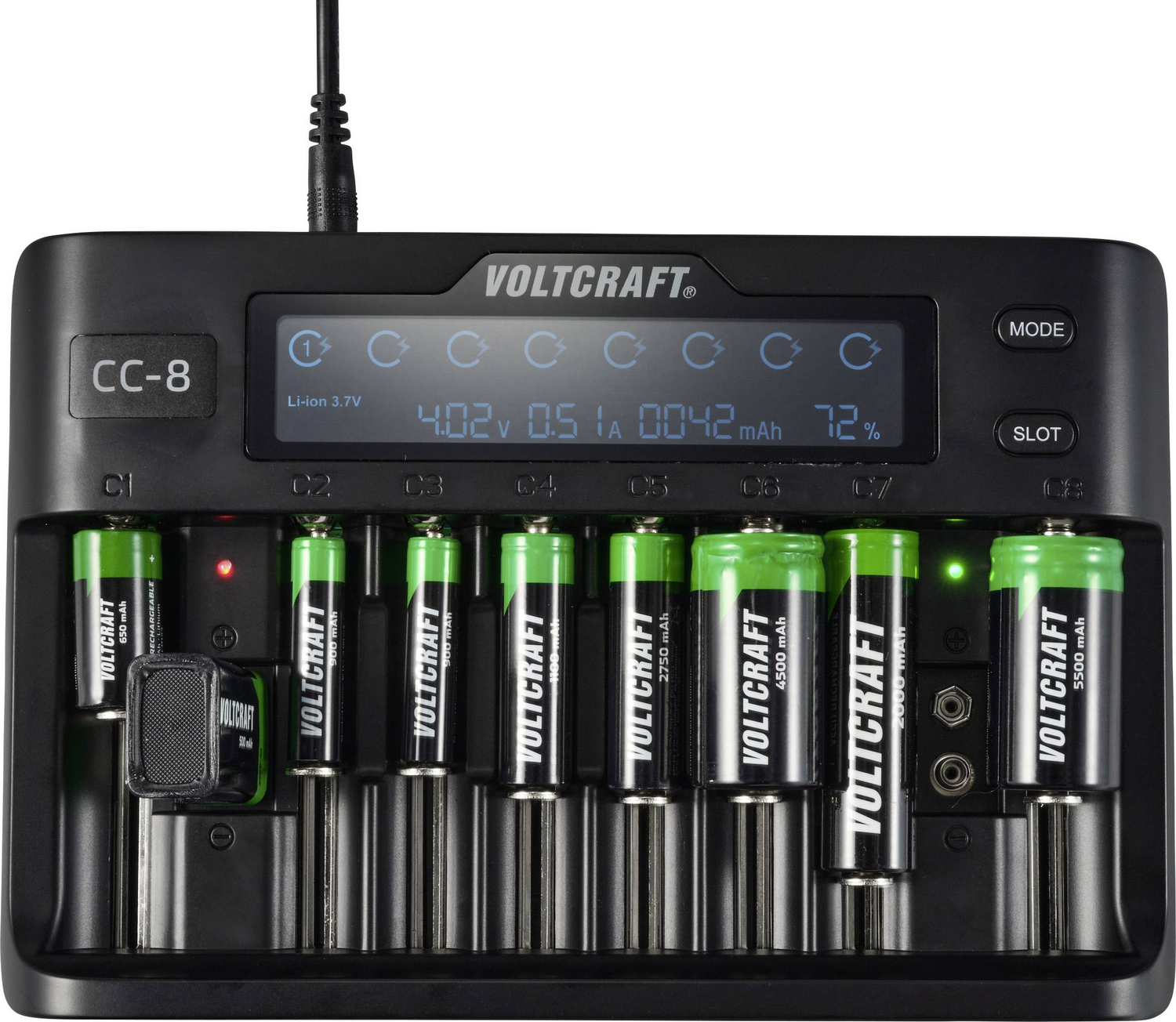 B-Ware Voltcraft Cc 8 Rundzellen Ladegerät Li Ion Li Fe Po Ni Mh Ni Cd A Mignon Micro M894