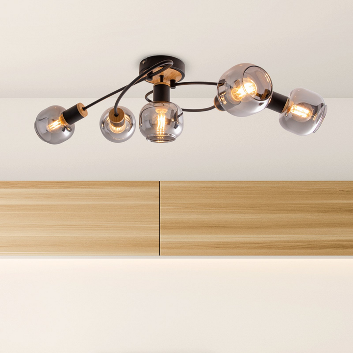 Näve Deckenlampe Fumoso 5-fl. schwarz Deckenlicht Deckenleuchte Leuchte Lampe