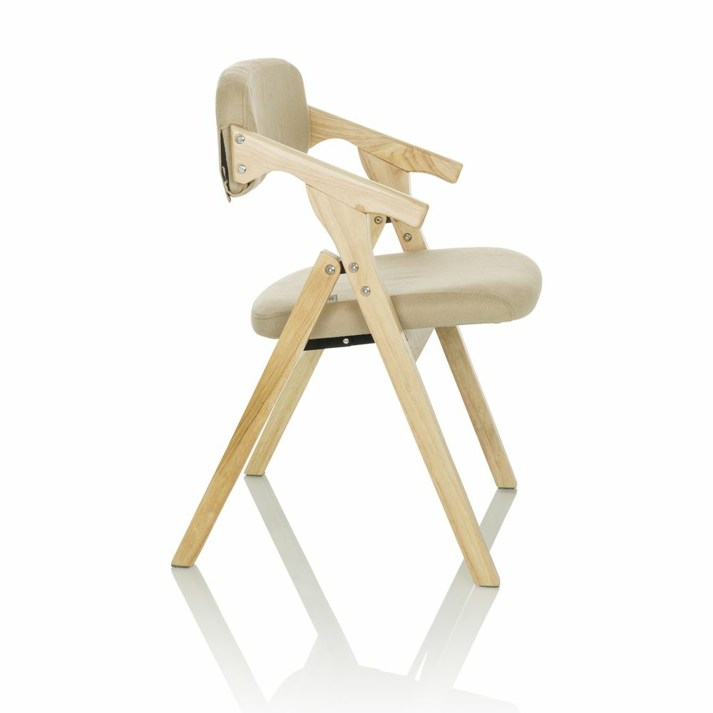 Hjh Office Besucherstuhl Klappstuhl Scandio Holzrahmen Beige Stoff  B-Ware