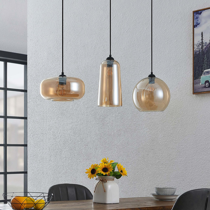 Lucande Wilja Hängeleuchte Hängeleuchte Lampe Leuchte E27 Dreiflammig Amber679 B-Ware