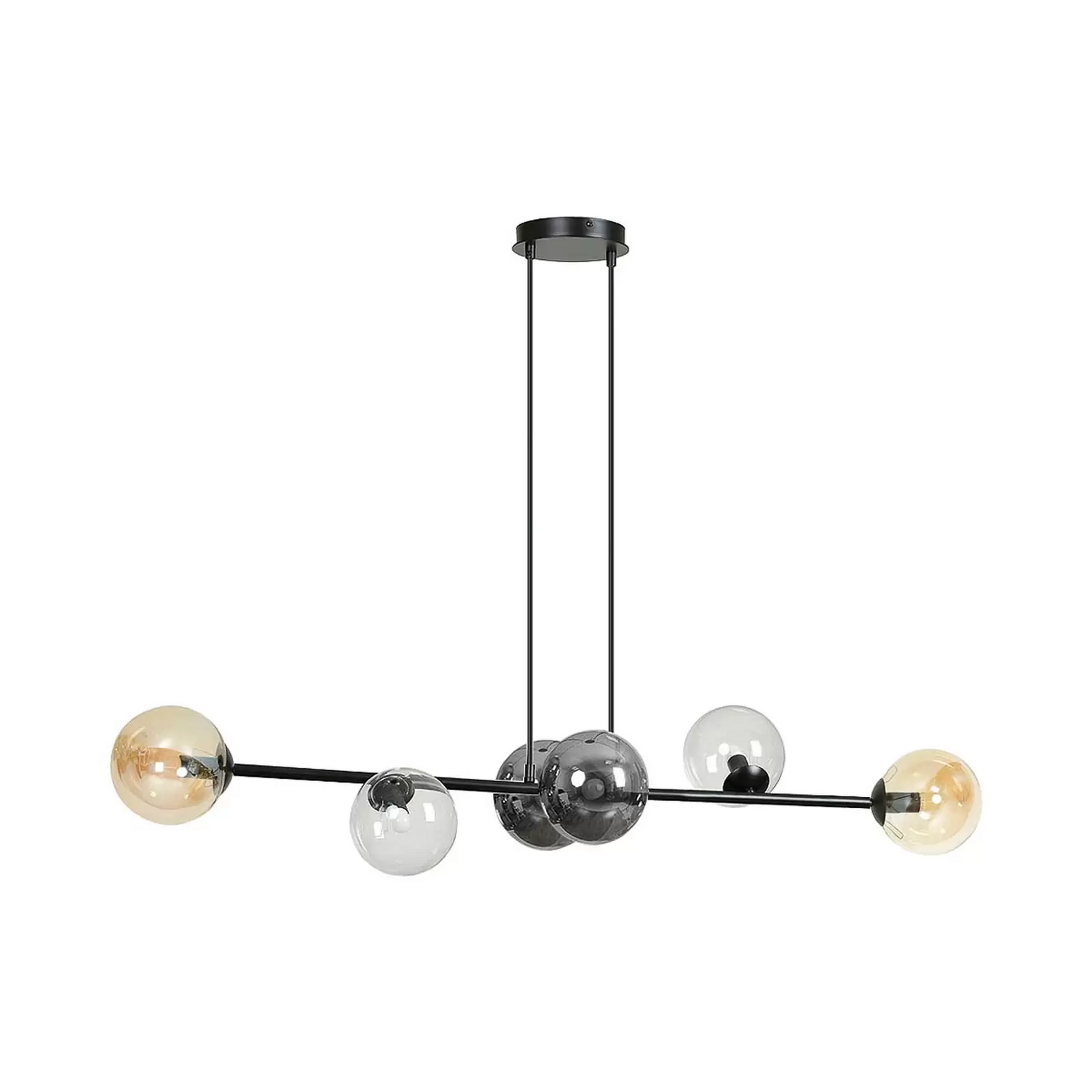 Hängeleuchte Glassy 6 Flg Grafit Amber Klar Glas 110 Cm Hängelampe Leuchte Lampe B-Ware - 5901738918917