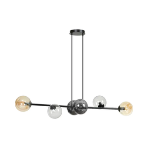 B-Ware Hängeleuchte Glassy 6 Flg Grafit Amber Klar Glas 110 Cm Hängelampe Leuchte Lampe